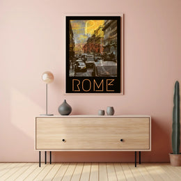 Rome Street Scene Vintage Travel Poster PosterGoat