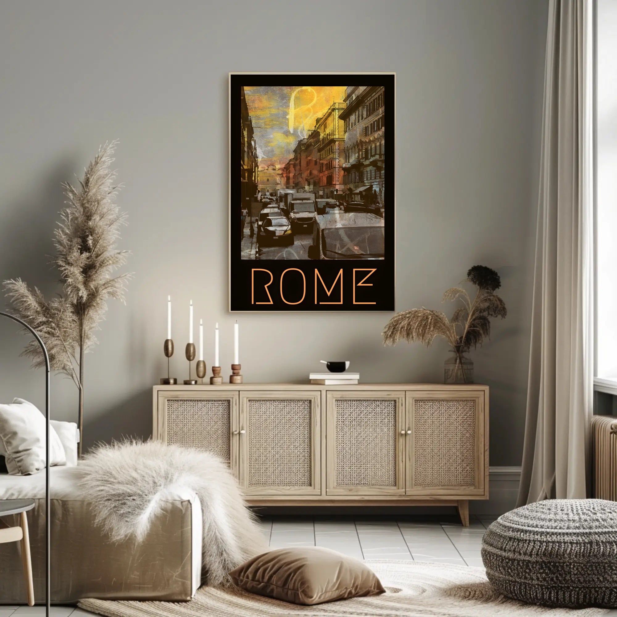 Rome Street Scene Vintage Travel Poster PosterGoat