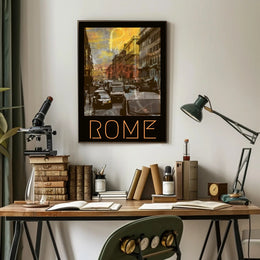 Rome Street Scene Vintage Travel Poster PosterGoat