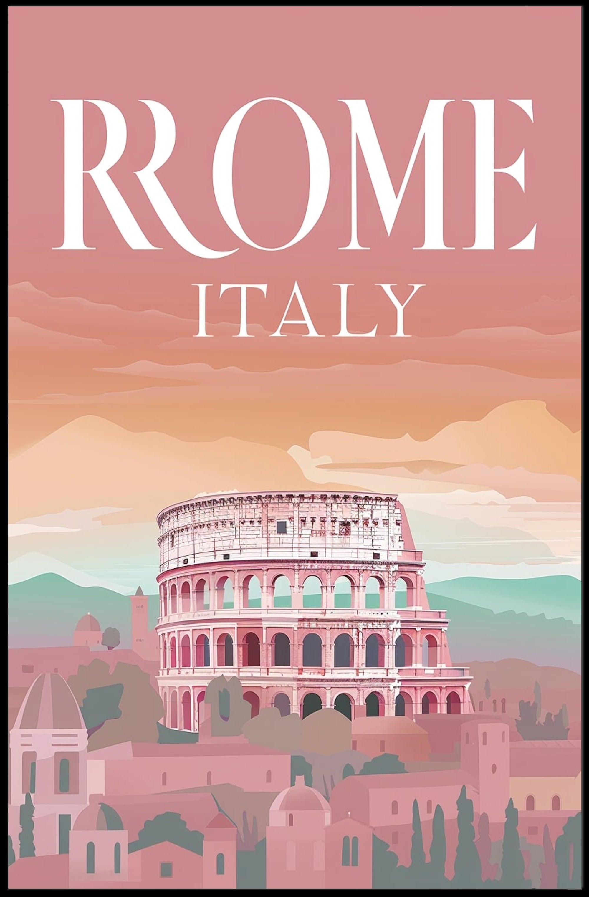 Rome's Colosseum Dreamy Cityscape Travel Poster PosterGoat