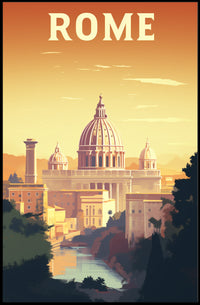 Rome's Golden Glow Travel Poster PosterGoat