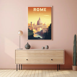 Rome's Golden Glow Travel Poster PosterGoat
