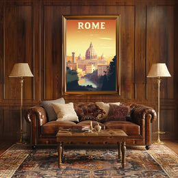 Rome's Golden Glow Travel Poster PosterGoat