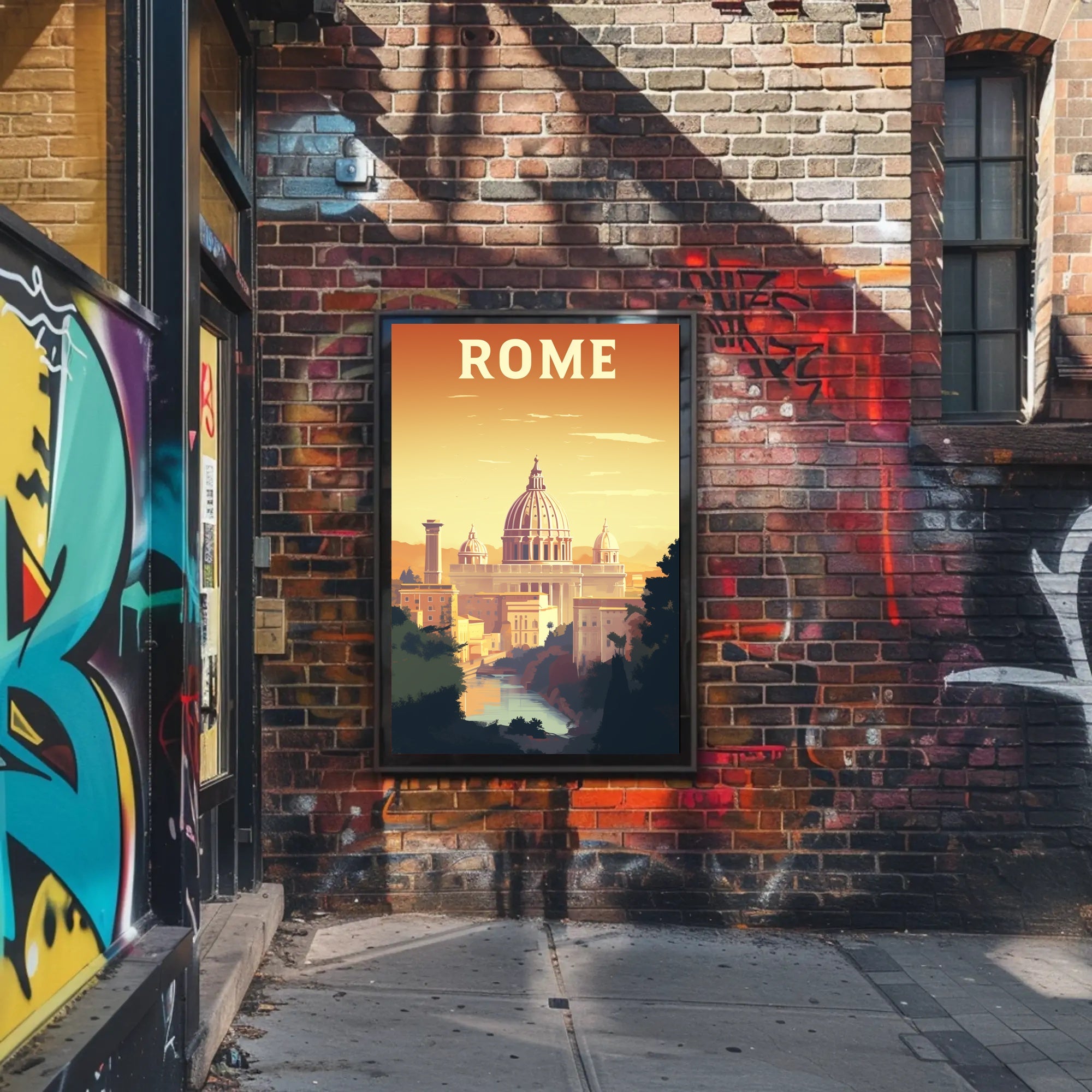 Rome's Golden Glow Travel Poster PosterGoat