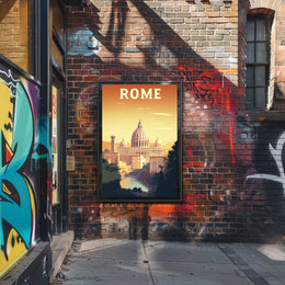 Rome's Golden Glow Travel Poster PosterGoat