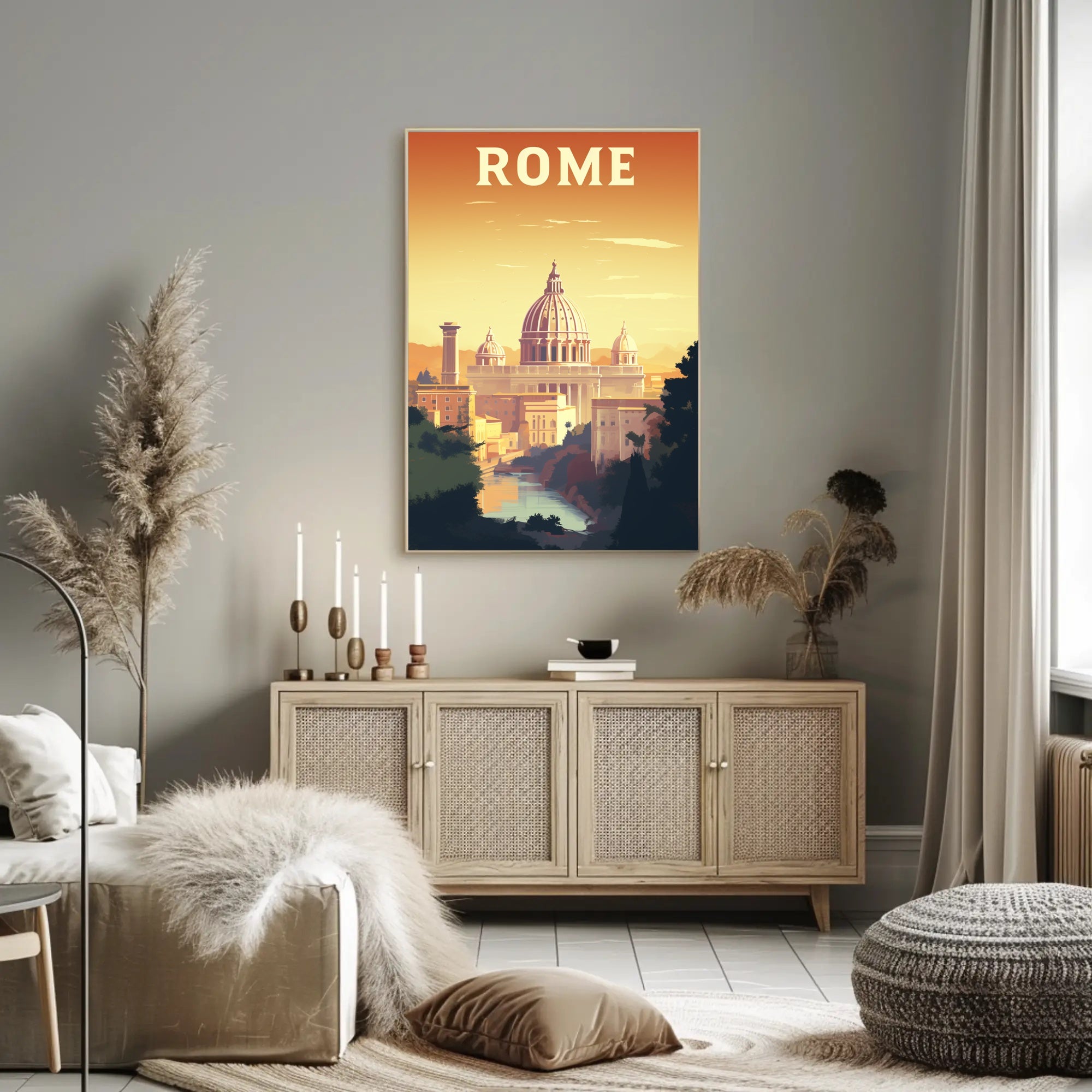 Rome's Golden Glow Travel Poster PosterGoat