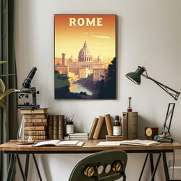 Rome's Golden Glow Travel Poster PosterGoat