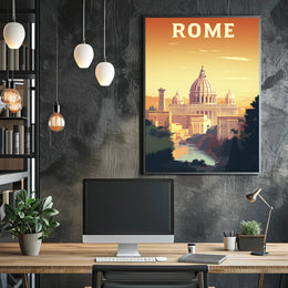 Rome's Golden Glow Travel Poster PosterGoat