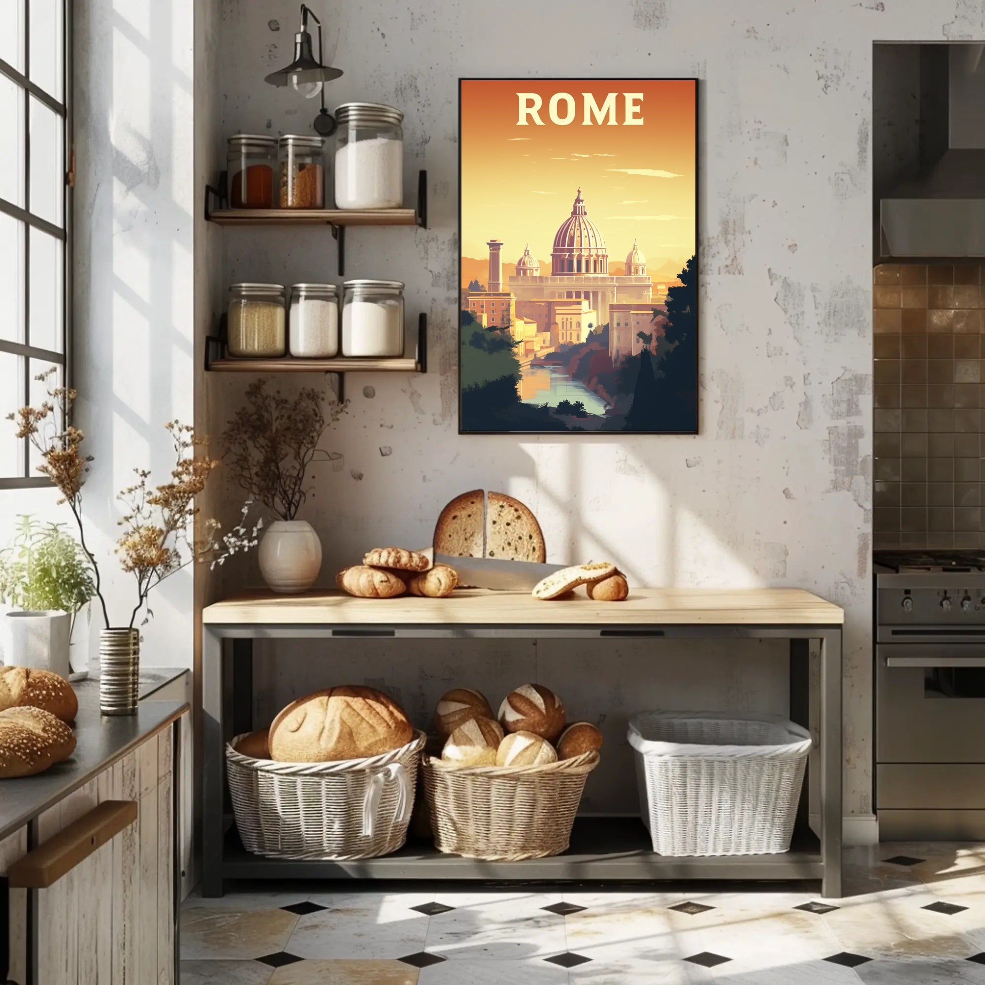 Rome's Golden Glow Travel Poster PosterGoat