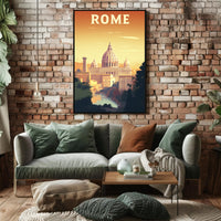 Rome's Golden Glow Travel Poster PosterGoat