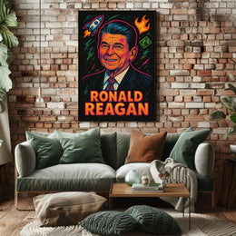 Ronald Reagan Ambition Neon Art Historical or Presidential Poster PosterGoat