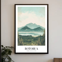 Rotorua Scenic Landscape Vintage Travel Poster PosterGoat