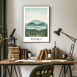 Rotorua Scenic Landscape Vintage Travel Poster PosterGoat