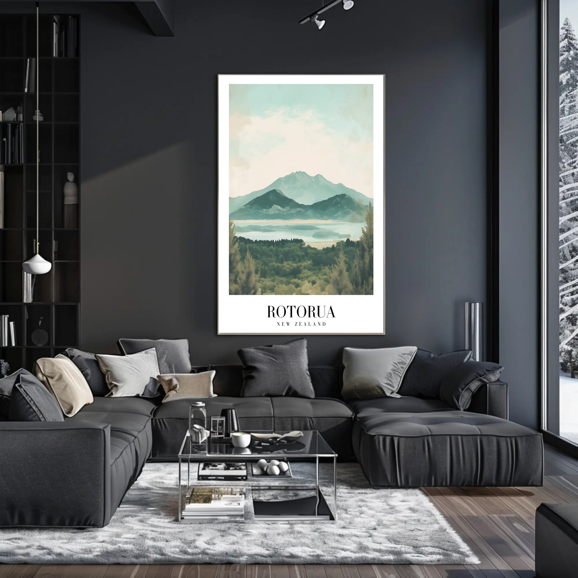 Rotorua Scenic Landscape Vintage Travel Poster PosterGoat