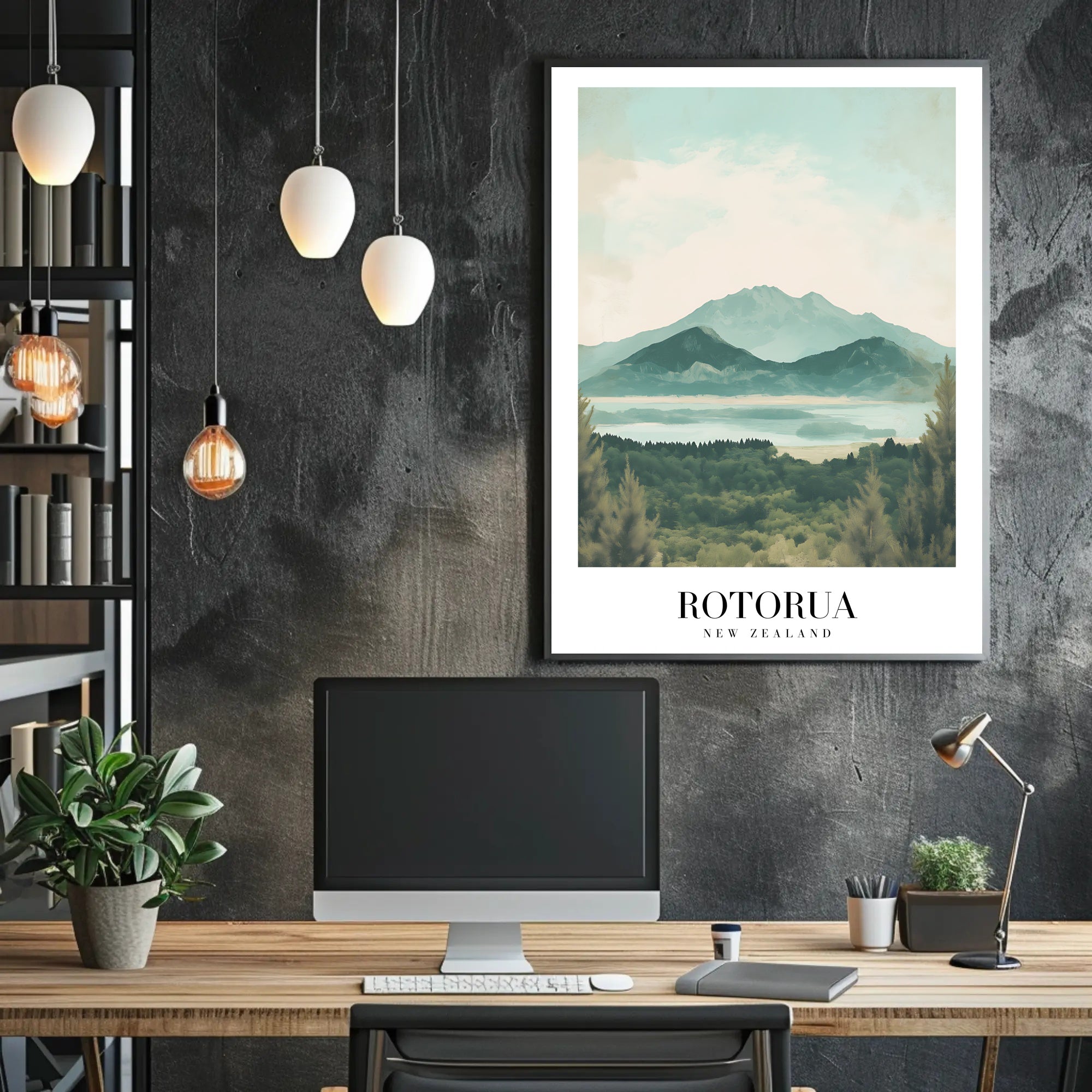 Rotorua Scenic Landscape Vintage Travel Poster PosterGoat