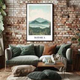 Rotorua Scenic Landscape Vintage Travel Poster PosterGoat