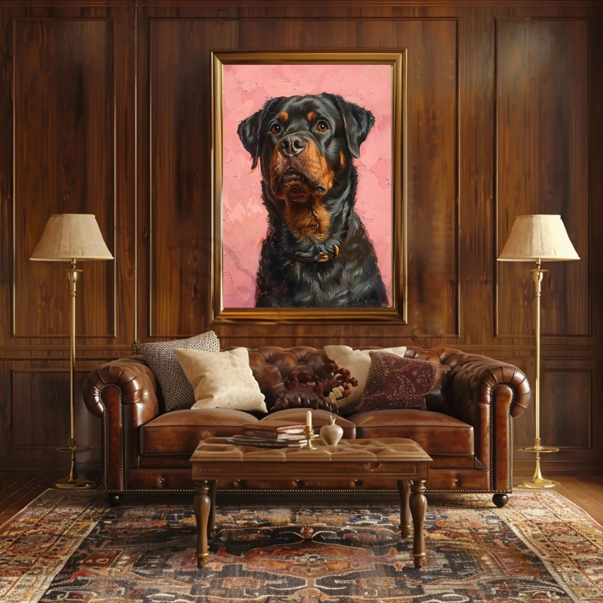 Rottweiler Realism in Pastel Art Dog Breed Poster PosterGoat