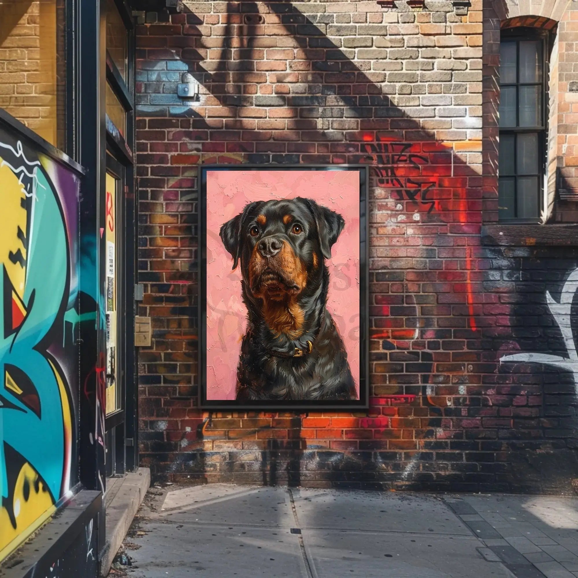 Rottweiler Realism in Pastel Art Dog Breed Poster PosterGoat