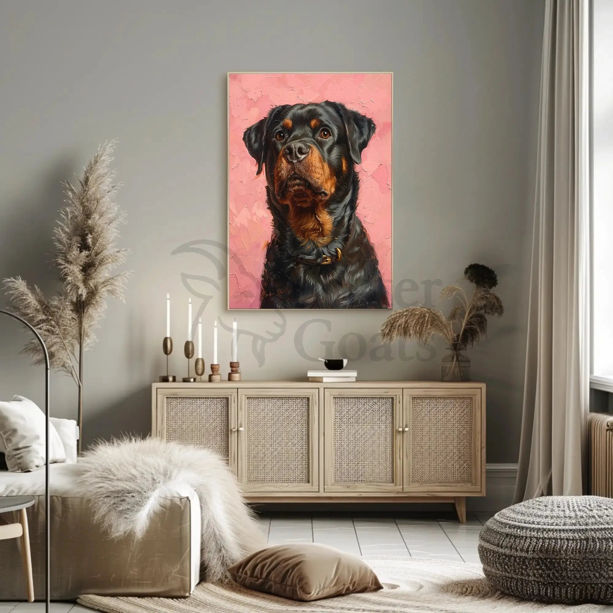 Rottweiler Realism in Pastel Art Dog Breed Poster PosterGoat