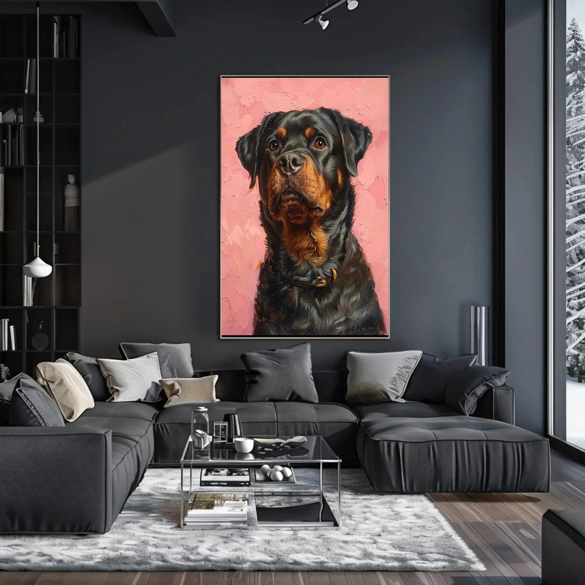 Rottweiler Realism in Pastel Art Dog Breed Poster PosterGoat