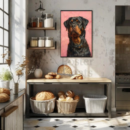 Rottweiler Realism in Pastel Art Dog Breed Poster PosterGoat
