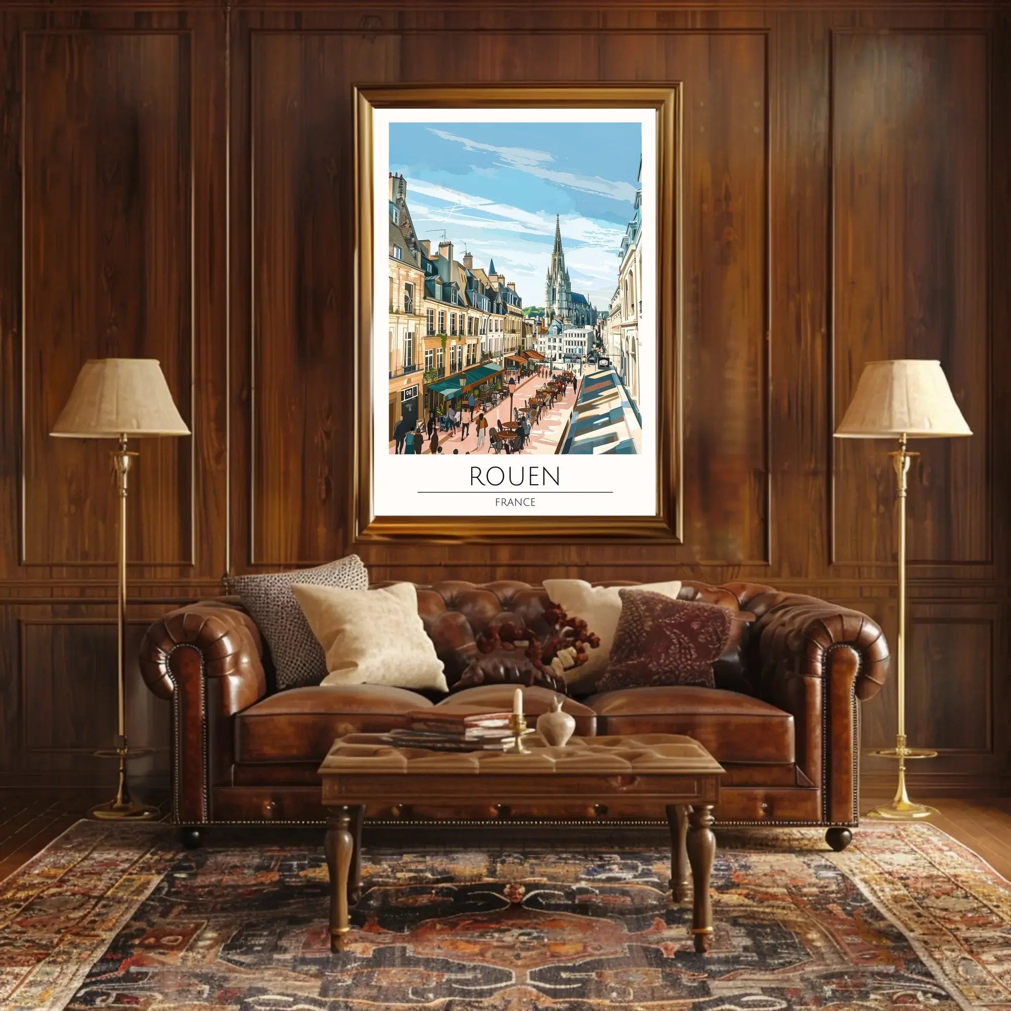 Rouen Street Scene European Cityscape Travel Poster PosterGoat