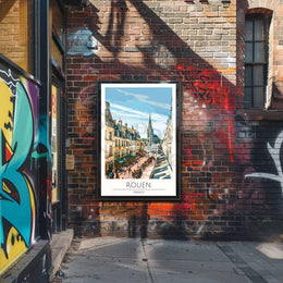 Rouen Street Scene European Cityscape Travel Poster PosterGoat