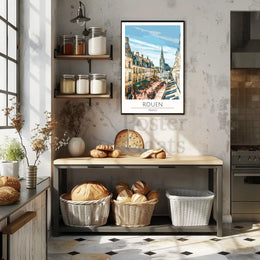 Rouen Street Scene European Cityscape Travel Poster PosterGoat