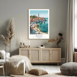 Rovinj Croatia Coastal Townscape Vibrant Travel Poster PosterGoat