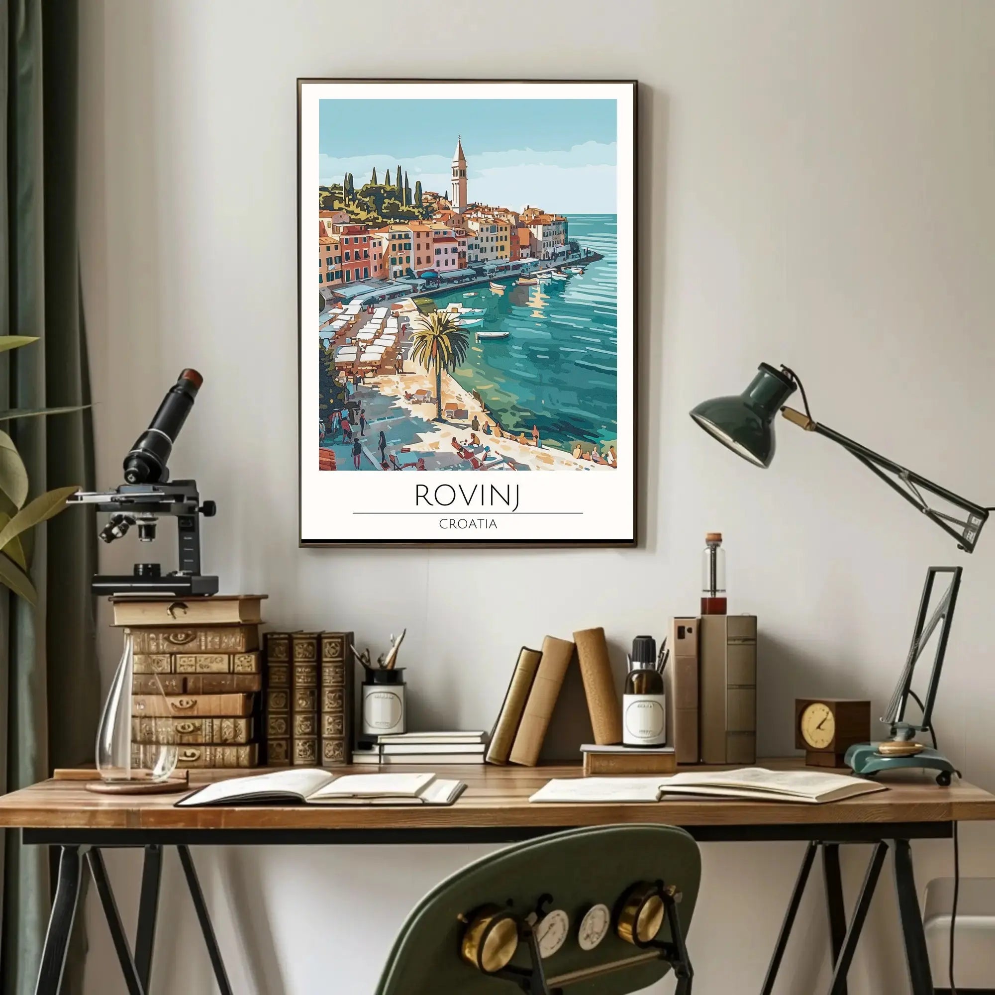Rovinj Croatia Coastal Townscape Vibrant Travel Poster PosterGoat