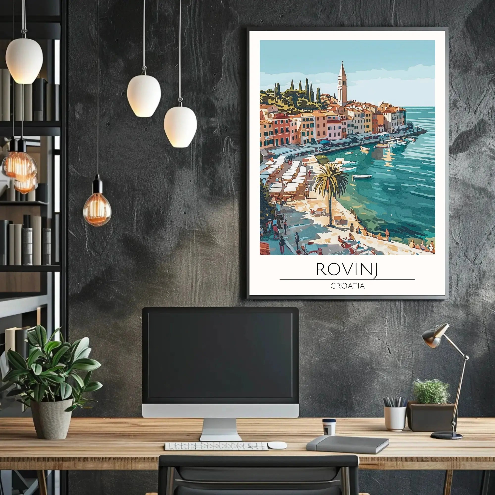 Rovinj Croatia Coastal Townscape Vibrant Travel Poster PosterGoat