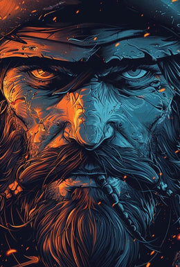 Rugged Bearded Man Intense Portrait - Artistic Poster PosterGoat