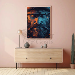 Rugged Bearded Man Intense Portrait - Artistic Poster PosterGoat