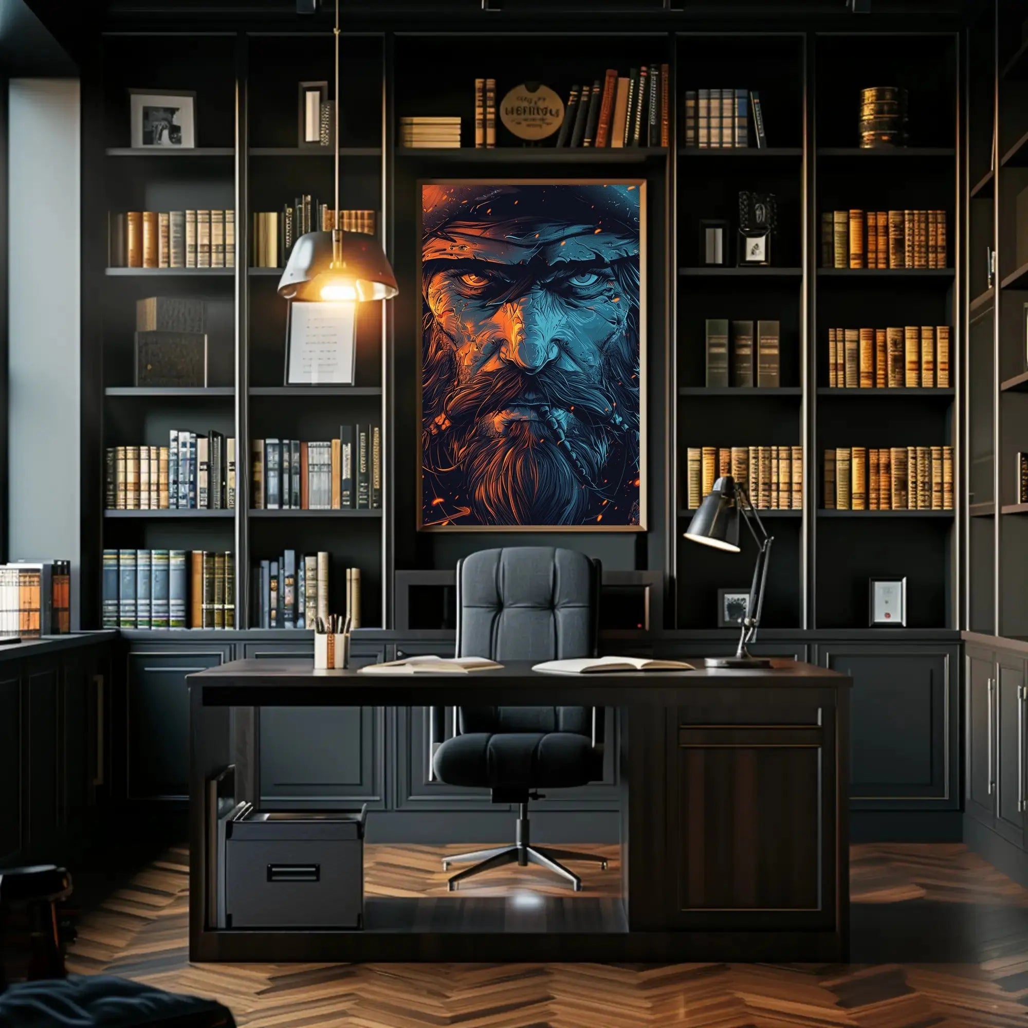 Rugged Bearded Man Intense Portrait - Artistic Poster PosterGoat