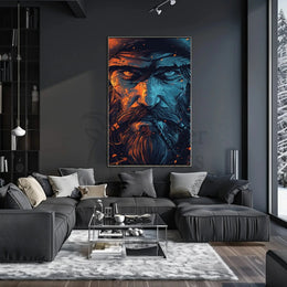 Rugged Bearded Man Intense Portrait - Artistic Poster PosterGoat