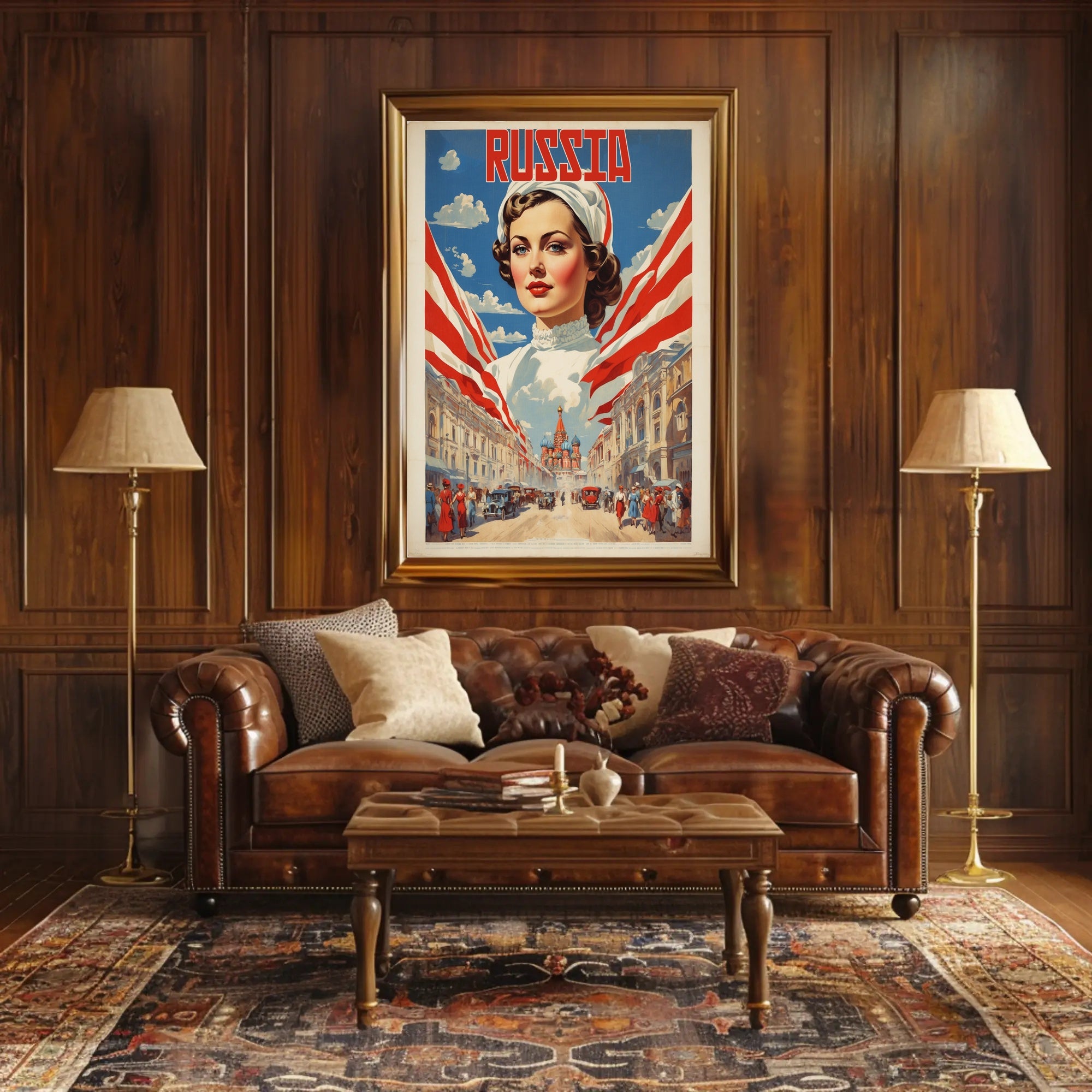 Russian Heritage Art: Vibrant Patriotic Woman Poster PosterGoat