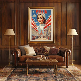 Russian Heritage Art: Vibrant Patriotic Woman Poster PosterGoat