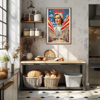 Russian Heritage Art: Vibrant Patriotic Woman Poster PosterGoat