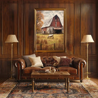 Rustic Barn and Horse Scenic Farm Rural Art Poster PosterGoat
