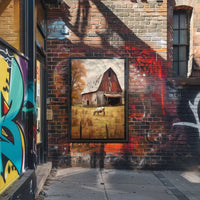 Rustic Barn and Horse Scenic Farm Rural Art Poster PosterGoat