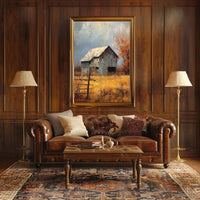 Rustic Barn in Autumnal Landscape Artistic Poster PosterGoat