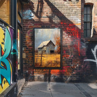Rustic Barn in Autumnal Landscape Artistic Poster PosterGoat