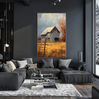 Rustic Barn in Autumnal Landscape Artistic Poster PosterGoat