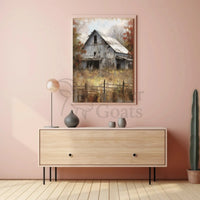 Rustic Barn in Autumnal Setting - Artistic Poster PosterGoat