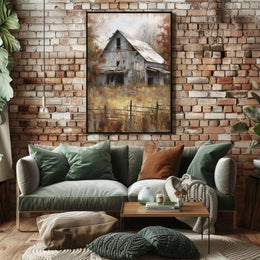 Rustic Barn in Autumnal Setting - Artistic Poster PosterGoat