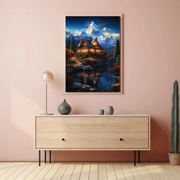 Rustic Cabin Autumn Scene Art National Park Poster PosterGoat