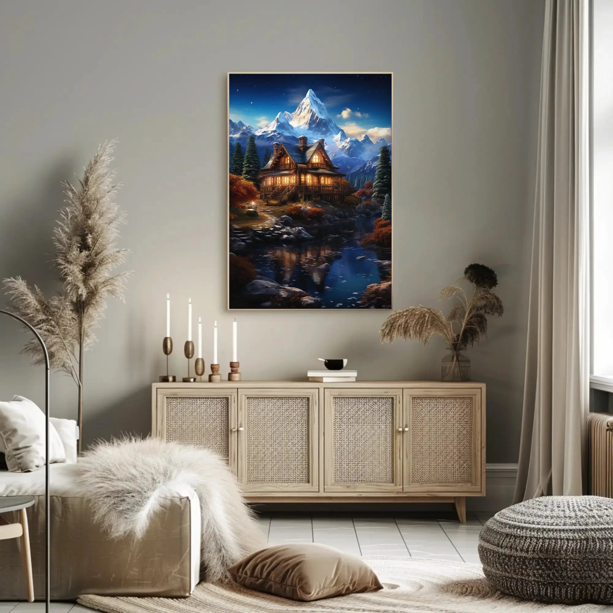 Rustic Cabin Autumn Scene Art National Park Poster PosterGoat
