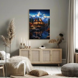 Rustic Cabin Autumn Scene Art National Park Poster PosterGoat