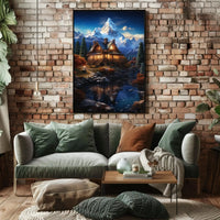 Rustic Cabin Autumn Scene Art National Park Poster PosterGoat