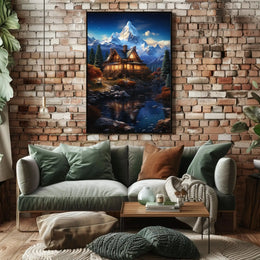Rustic Cabin Autumn Scene Art National Park Poster PosterGoat